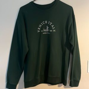 Custom stitched Venice Italy Green crewneck